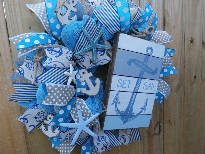 Beach Door Hanger Ocean Decor Summer Wreath Beach Decor Beach Wreath for Front Door Nautical Decor Beachy Wreath Seashore Wreath