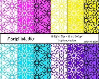 Digital paper flower pattern-759 bright