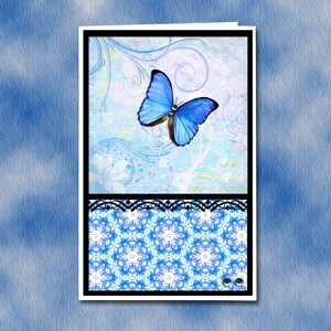 Blue Butterfly Digital Greeting Card, ,  instant download, unlimited personal use