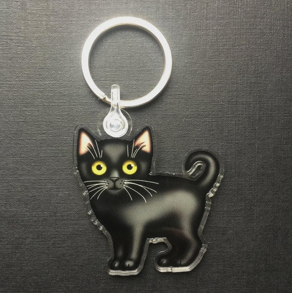 Llavero de gato de fieltro de lana, regalo de gato negro para la gente del  gato, regalos temáticos de gato gris -  España