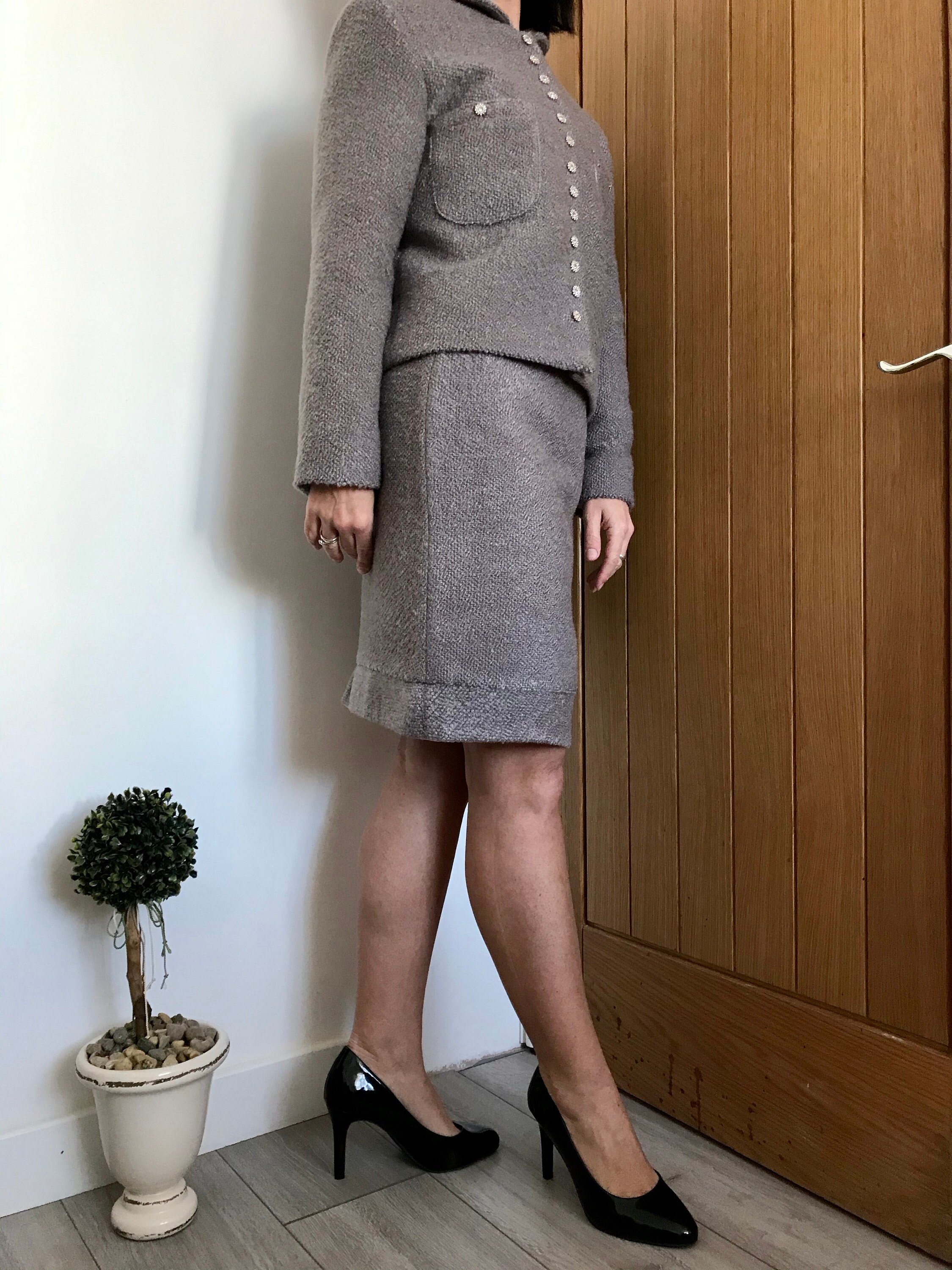 boucle jacket and skirt