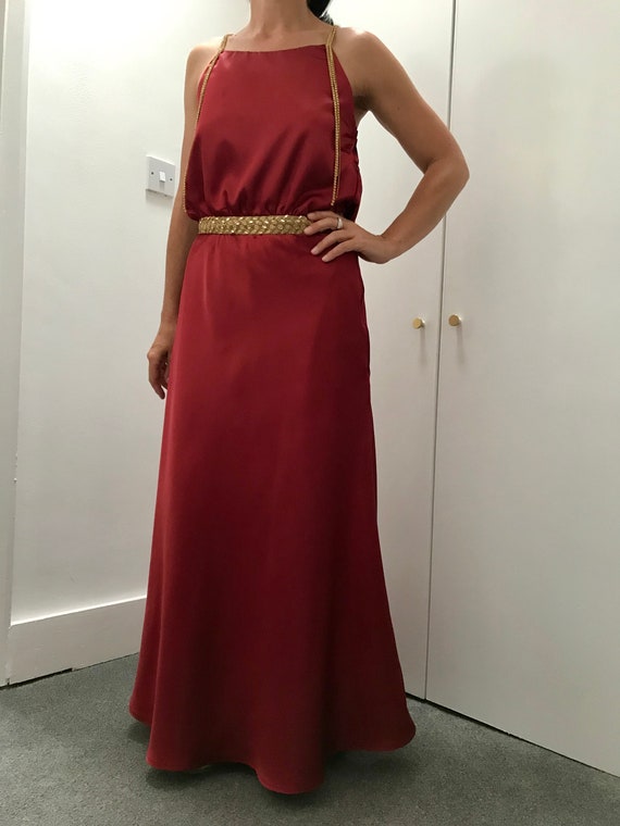 wine red satin dress