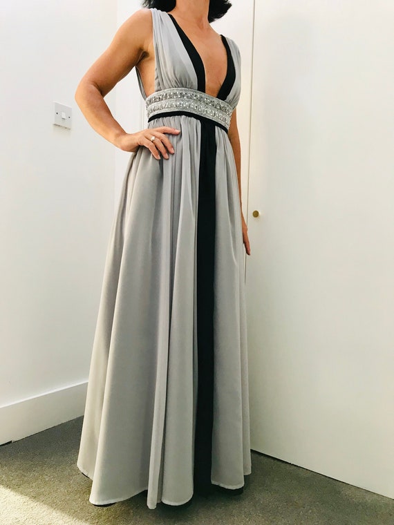 Two Tone Evening Chiffon Dress Etsy UK