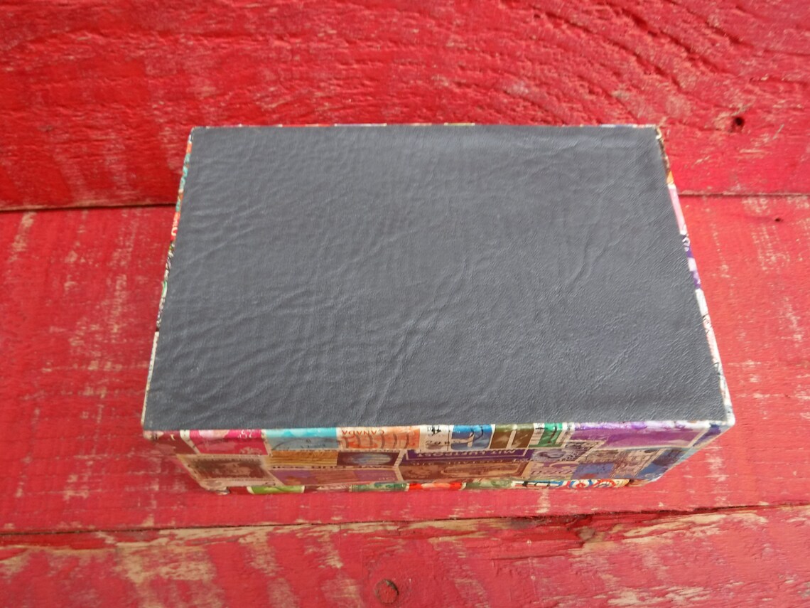 Vintage Stamp Covered Wooden Box Storage Box Postage Stamps Etsy