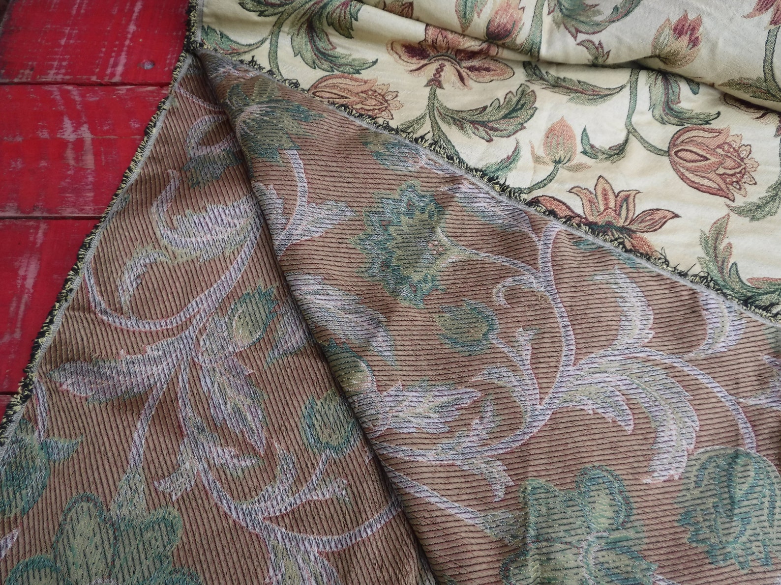 Large Piece of Vintage Heavy Furnishing Fabric Length 410 Etsy UK