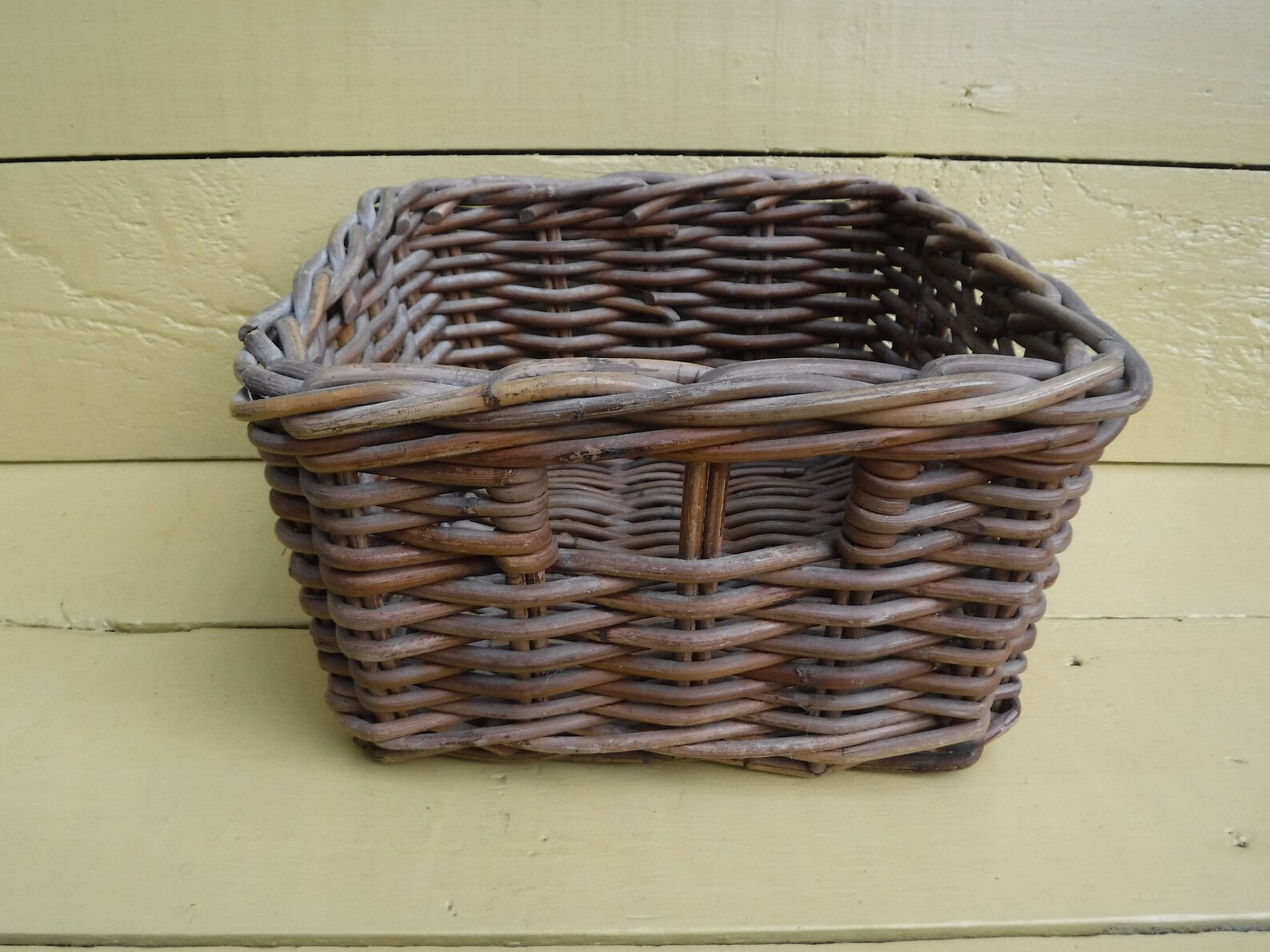 Vintage Strong Square Wicker Storage Basket Etsy