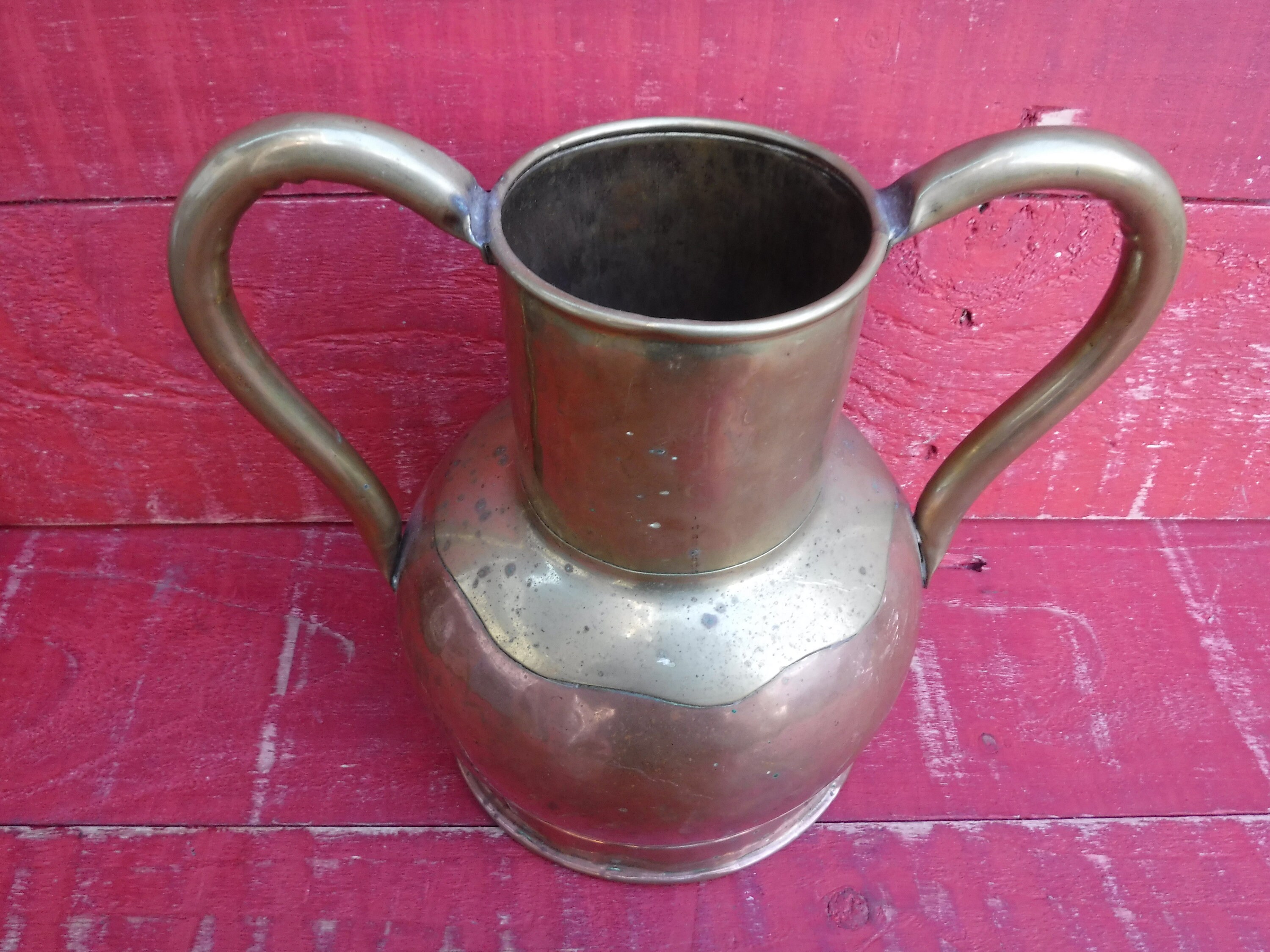 Vintage Brass & Copper Vase 2 handles Etsy