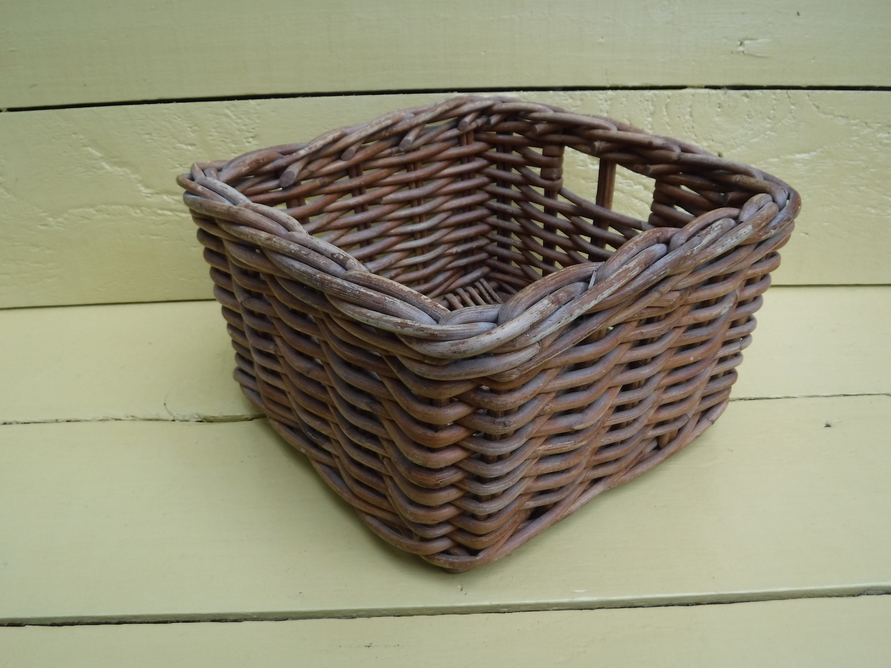 Vintage Strong Square Wicker Storage Basket Etsy