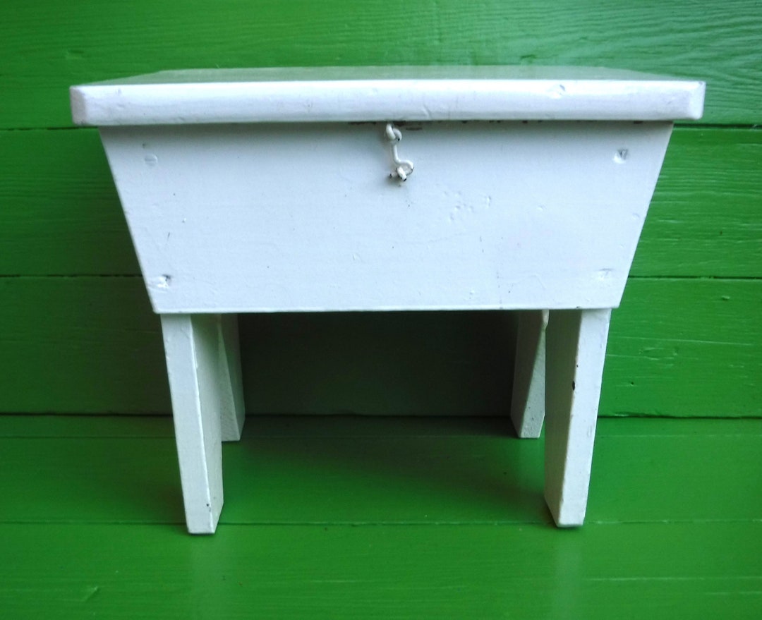 Vintage Wooden Box Stool Storage Box Stool Cottage Stool Etsy