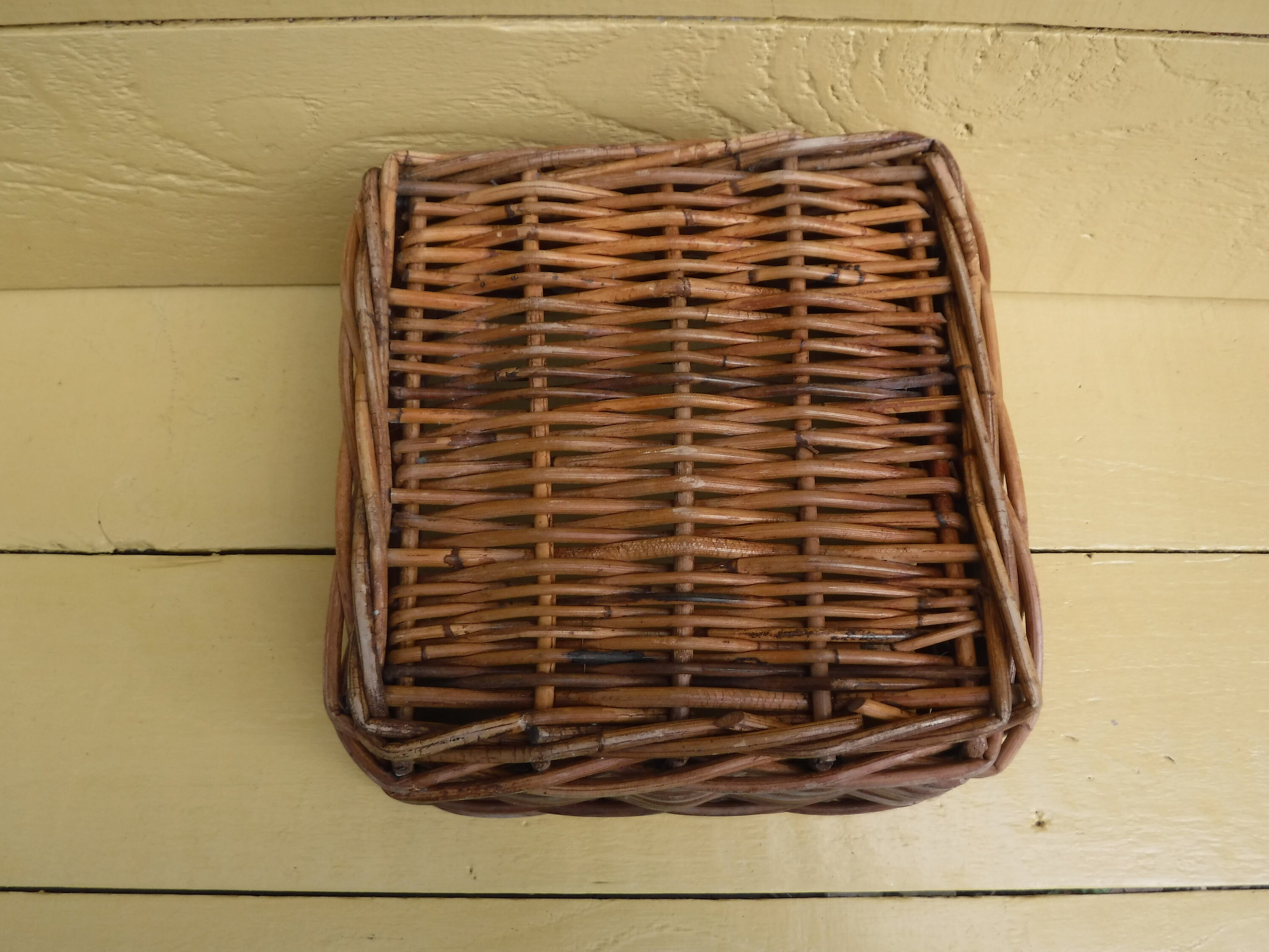 Vintage Strong Square Wicker Storage Basket Etsy
