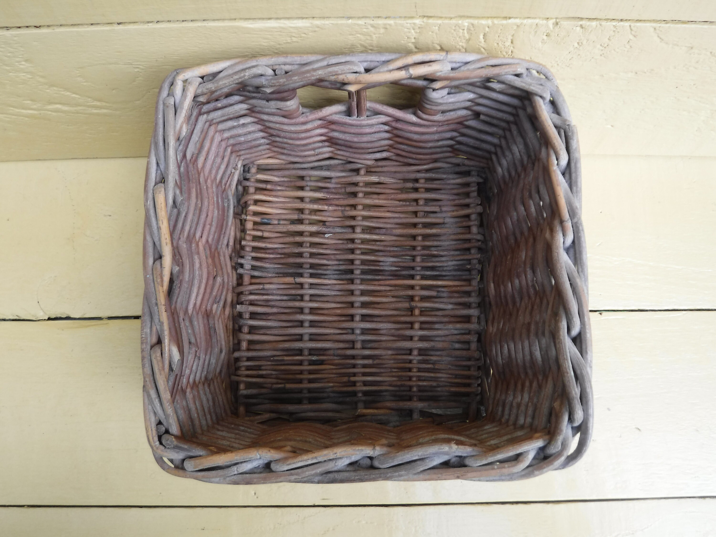 Vintage Strong Square Wicker Storage Basket Etsy