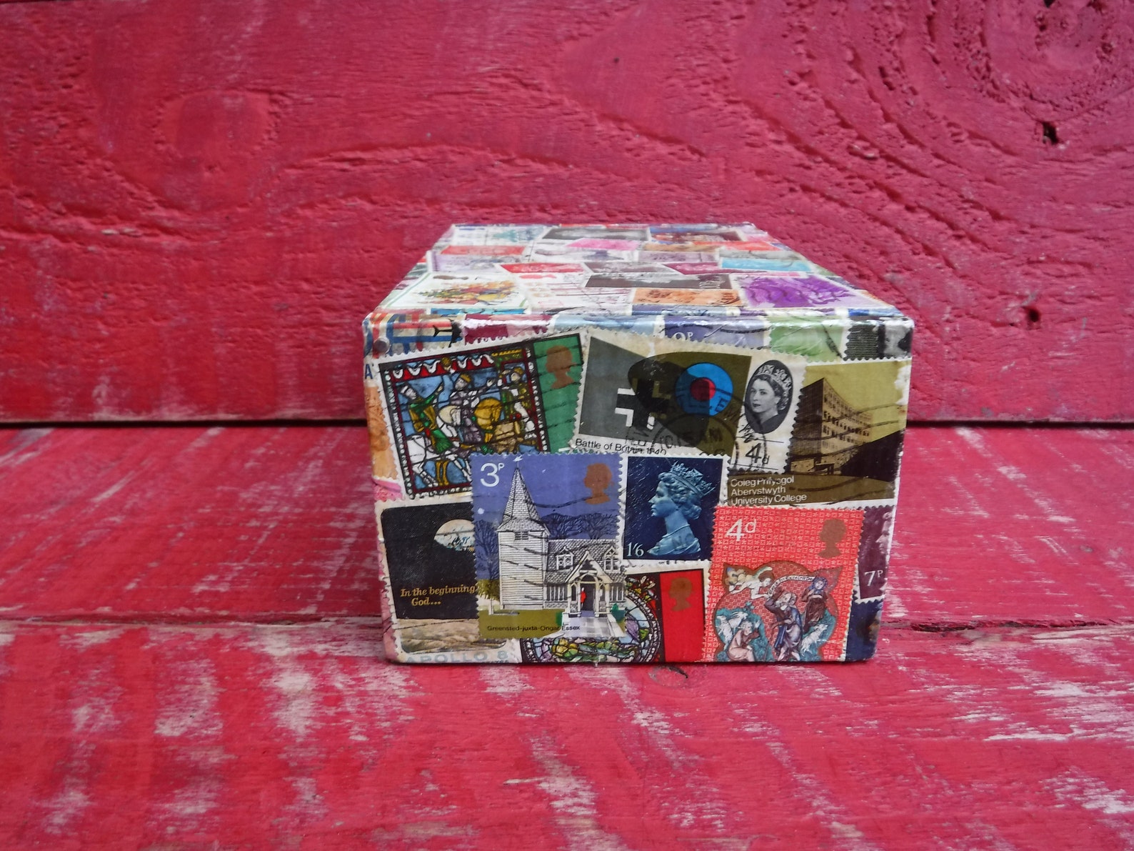 Vintage Stamp Covered Wooden Box Storage Box Postage Stamps Etsy