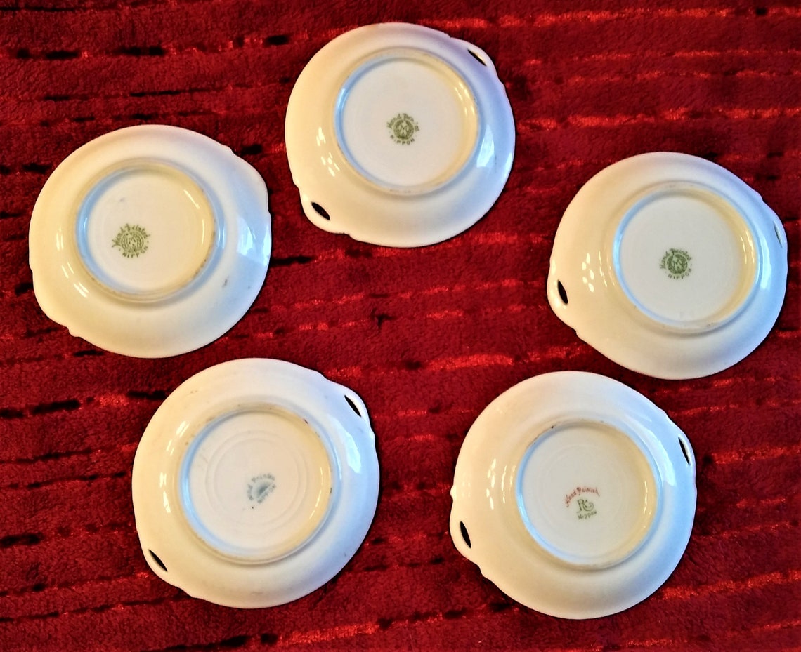 5 Vintage Hand Painted Nippon Tiny Plates Made in Japan Etsy