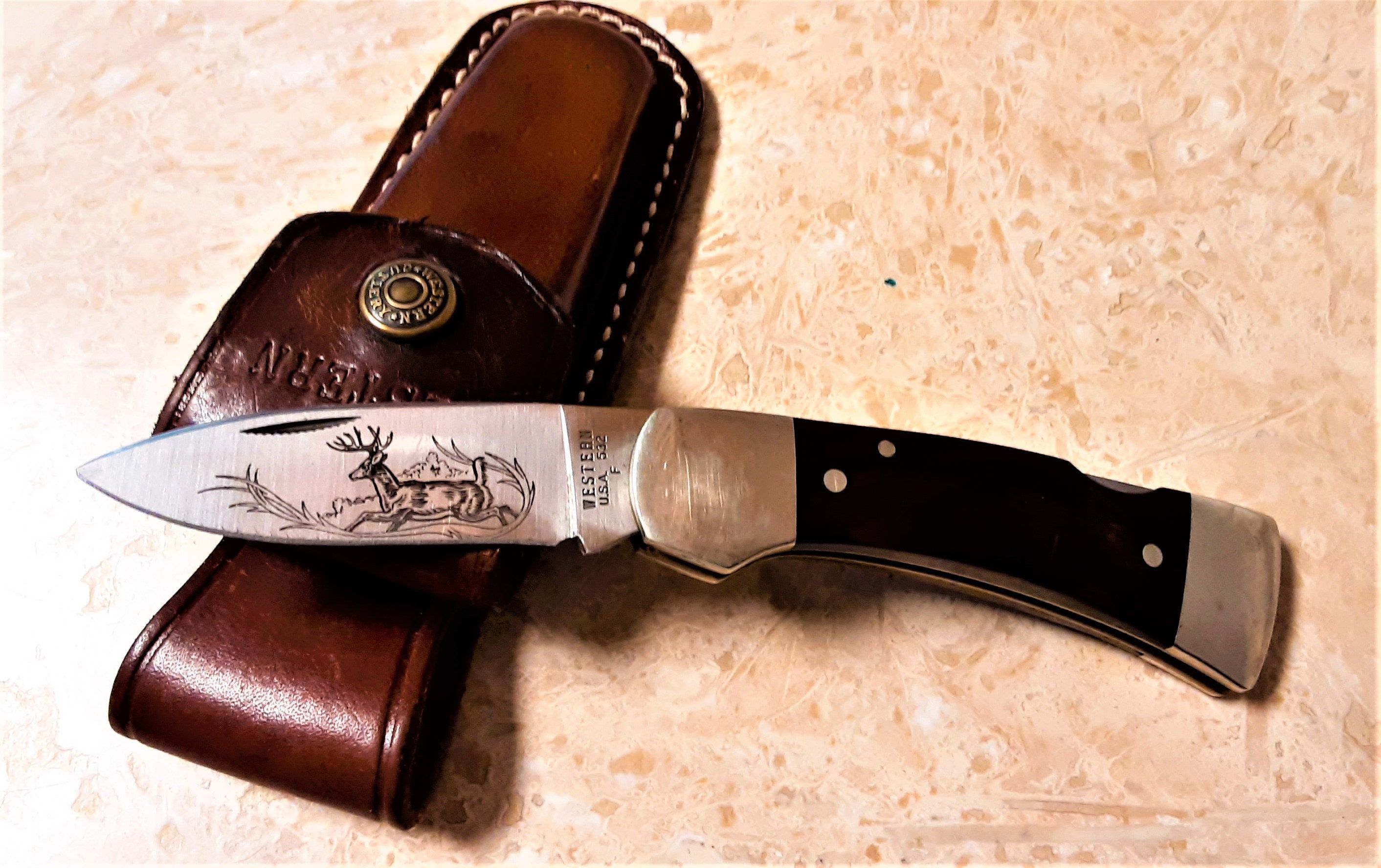 1980s Western USA 532 F Lockback Knife with Sheath Etsy