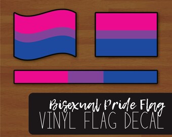 Waving Flag Bisexual Pride Flag Decal Bi Pride Flag Layered Vinyl Sticker Smooth Flag Colour Bar