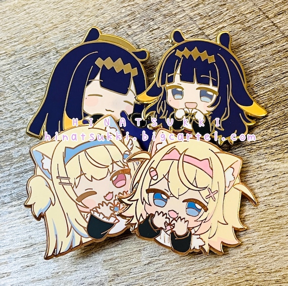 Holoen FUWAMOCO Enamel Pin 1.75 ~ 2 Inch Rose Gold Plating