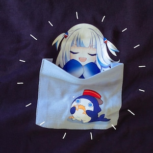HololiveEN Gawr Gura Pocket Tshirt size S ~ 3XL HoloMyth Hololive English