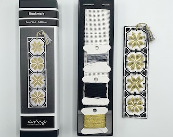 Gold Roses Cross Stitch Bookmark Kit