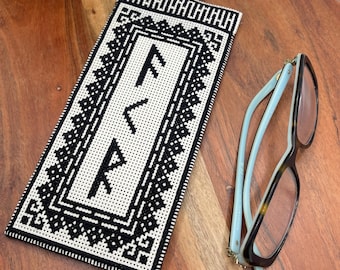 Viking Rune Sunglass Case Cross Stitch Kit with soft closing clip