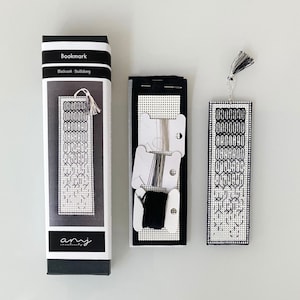Kit de marcapáginas con bordado Blackwork: aprenda a sombrear con hilos y romper patrones.