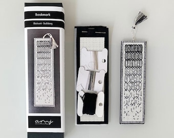 Blackwork Embroidery Bookmark kit, learn how to shade with threads and break up patterns.