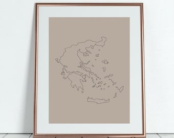 Greece Map Print - Greece Wall Art - Neutral Wall Decor