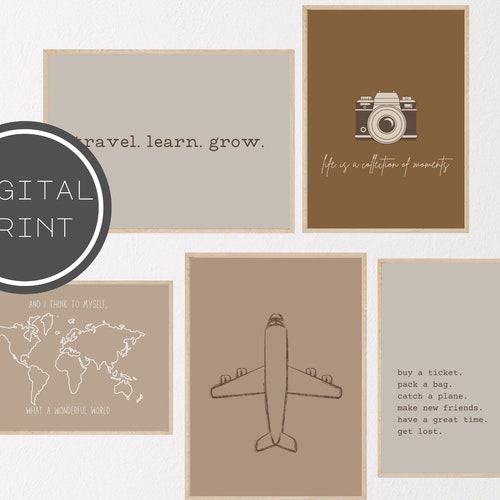 Travel Gallery Wall Art Set of 5 Prints Neutral Wall Decor Etsy