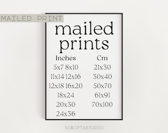 Printed and Shipped service, Mailed print, Print & Ship, 8X10 11X14 16X20 18X24