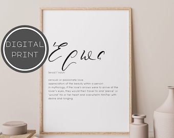 Greek love print, God love, Eros, Greek gift, Anniversary, Home decor, Greek definition, Minimal wall art,  Printable, DOWNLOAD 005