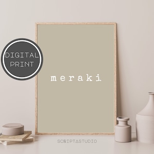 Meraki greek art, Minimalist print, Greece wall decor, Boho artwork, Neutral, Greek Saying, Typography, Modern, Home decor, Downloadable 002