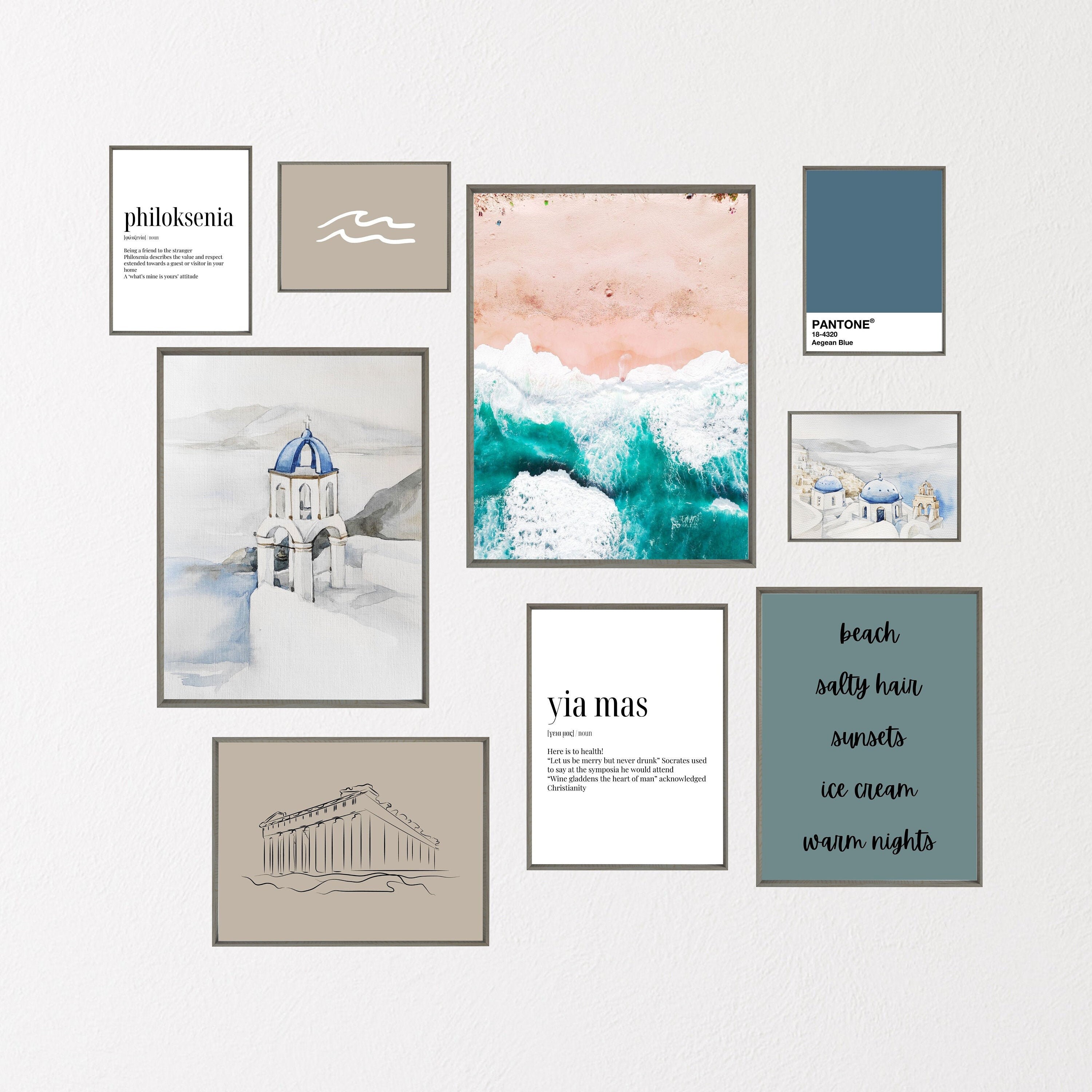 Greece Set 9 Prints Gallery Wall Set Greek Art Prints Etsy