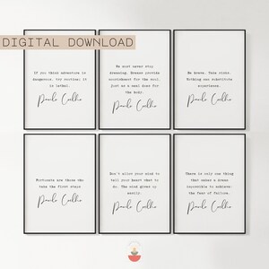Motivational quotes set of 6, Paulo Coelho, Inspiring sayings, Minimal wall art, Printable, Typography, Black n White, Instant Download