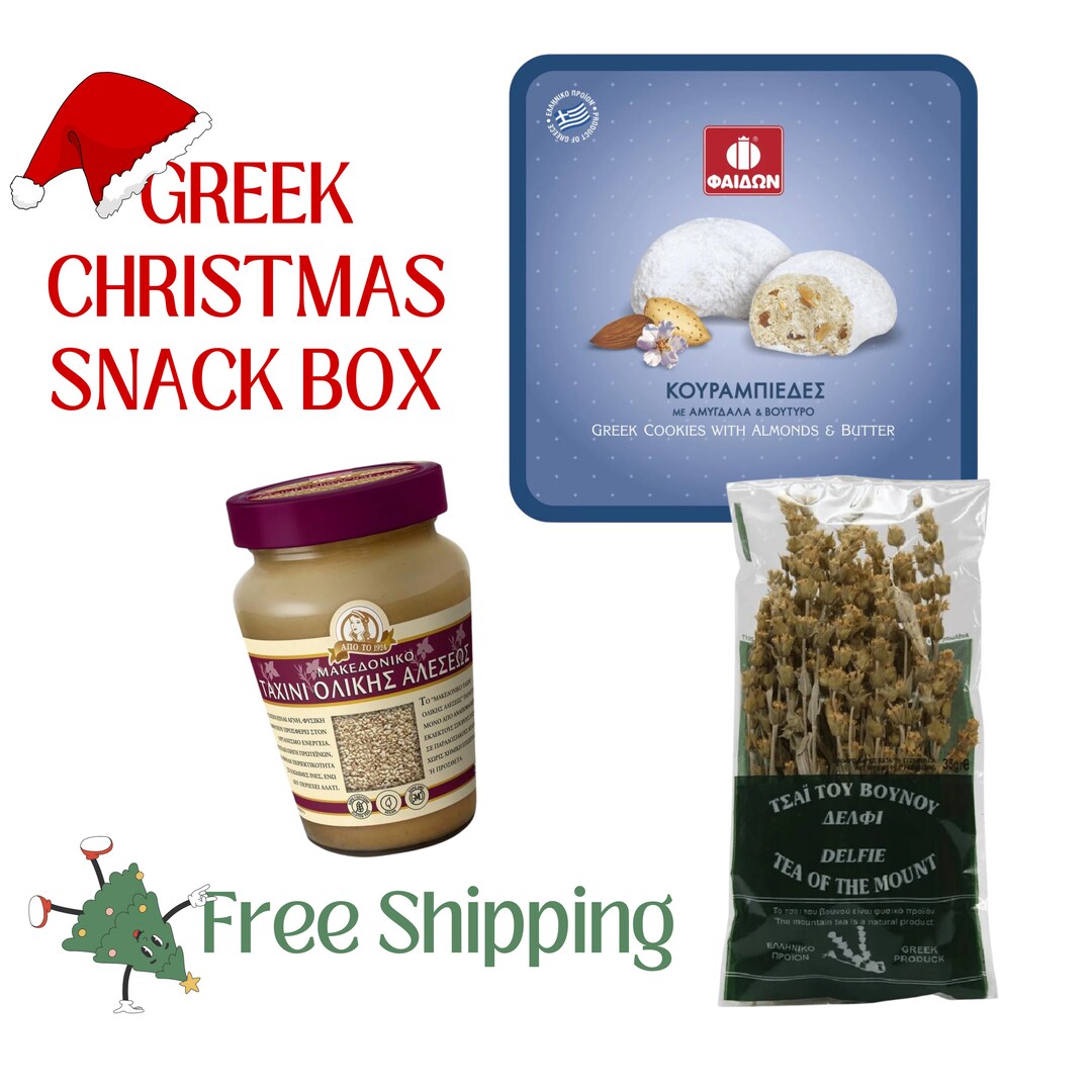Greek Snack Box 3 Festive Kourabiedes Mountain Tea Whole Etsy UK