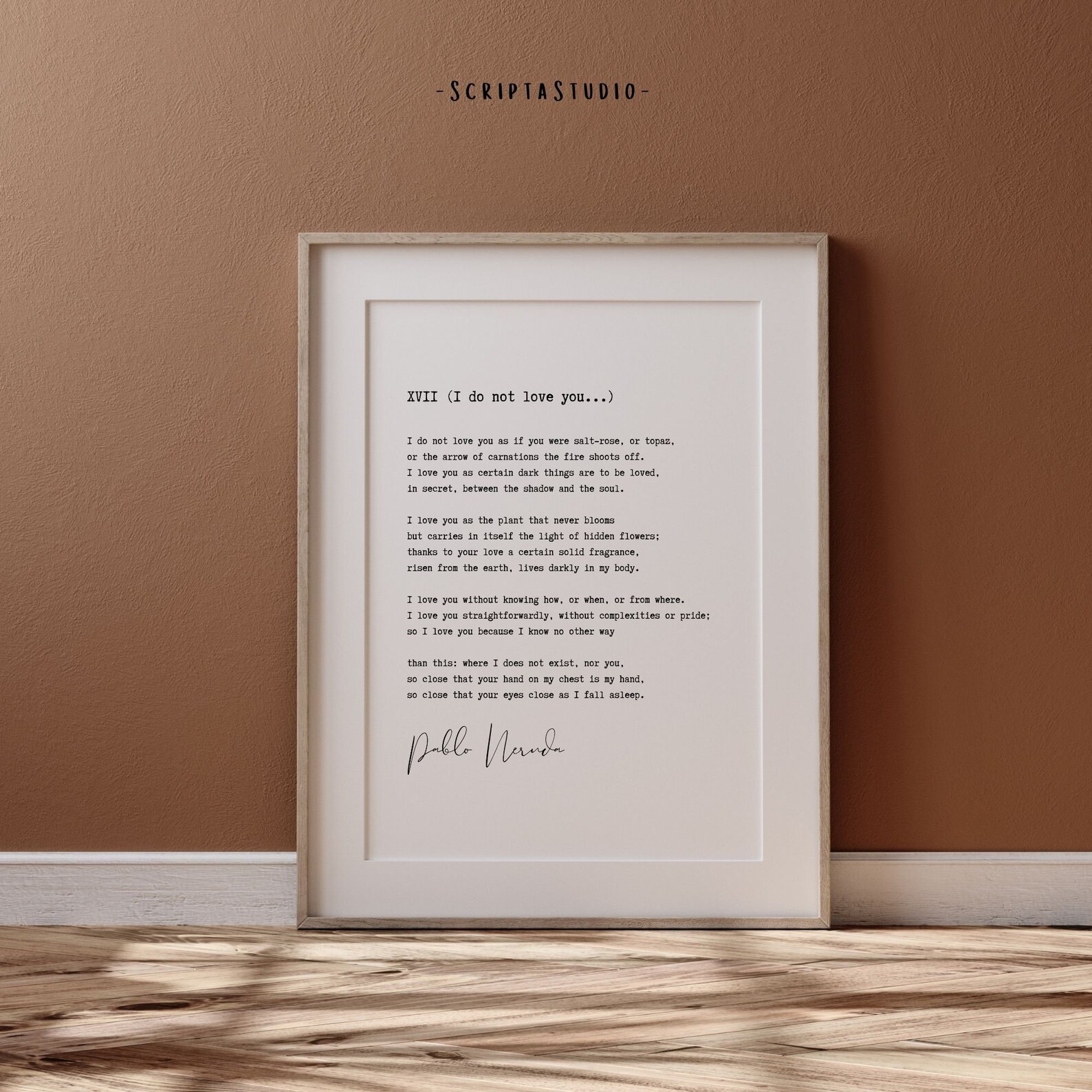 Pablo Neruda Poem 100 Love Sonnets Sonnet XVII Love Poem | Etsy
