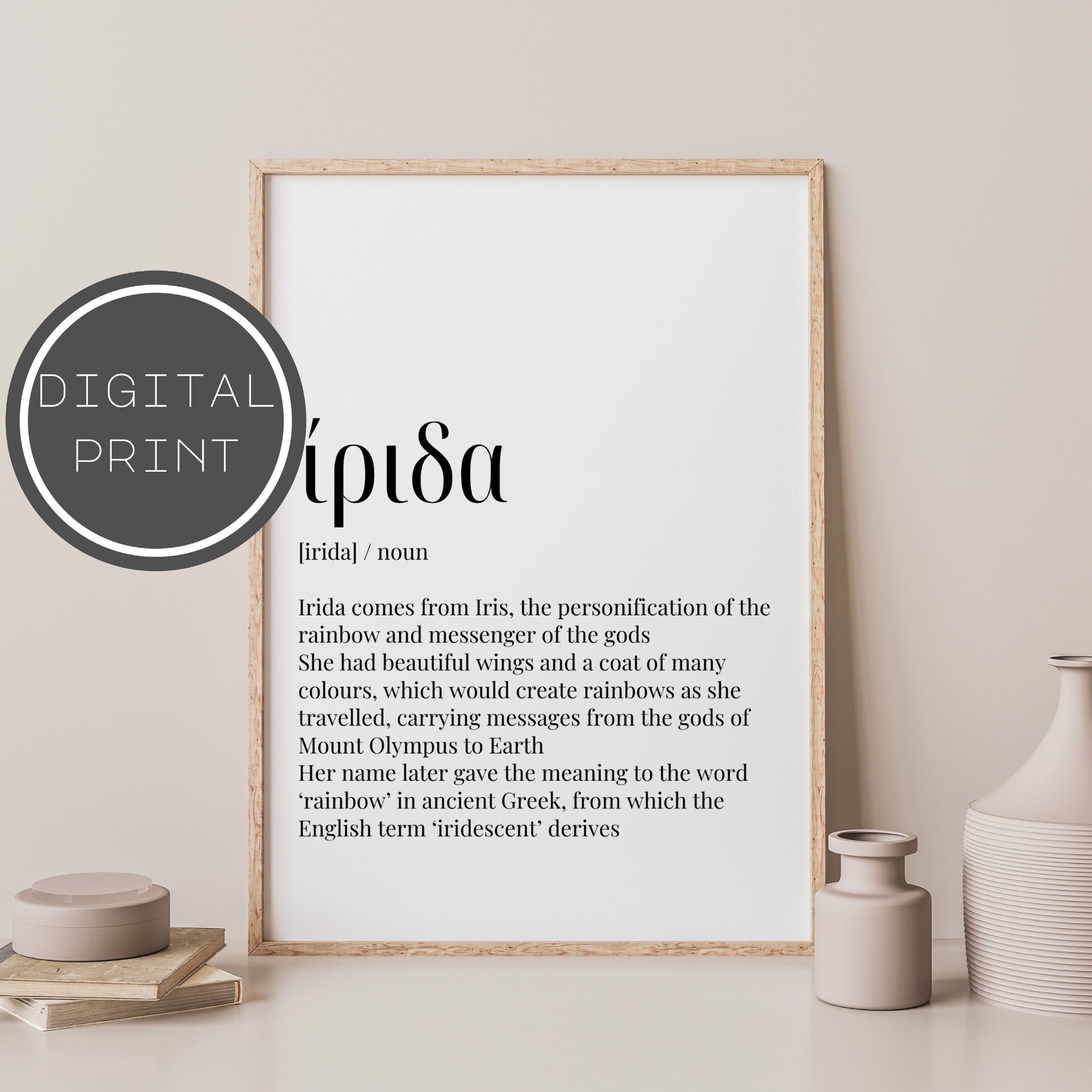 Irida Definition Greek Mythology Iris Greek Print Etsy