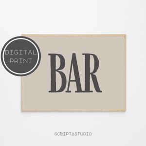 Bar Zitat Druck, Bar Cart Drucke, Bar Wandkunst, Bar Wanddekor, druckbare Bar, Bar Ecke, Bar Dekor, Neutrales Poster, herunterladbarer Druck 004