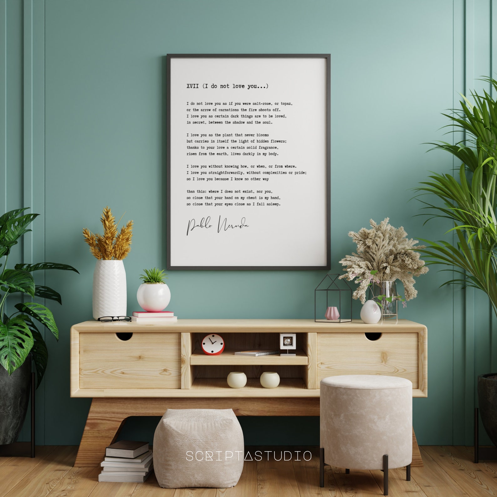 Pablo Neruda Poem 100 Love XVII Love Poem Etsy