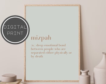 Mizpah Definition Print, Typography Art, Boho Home Decor