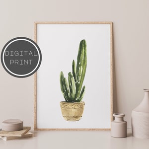 Kaktus Poster, Kakteen im Topf, druckbares Kunstwerk, modernes Dekor, Kaktus Dekor, Kaktus Druck, Kaktus Malerei, Boho Zimmerpflanze, Sofort Download