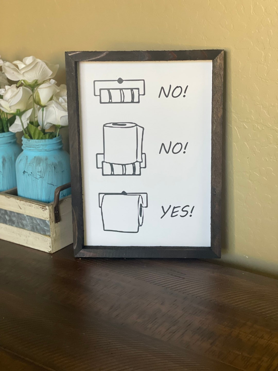 No No Yes Toilet Paper Wood Sign Wall Decor Wooden Sign home Cu - Etsy