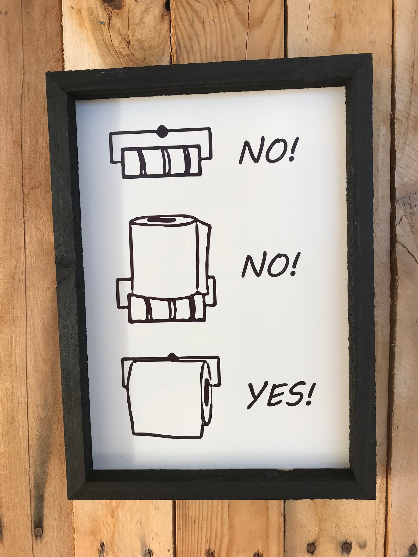 No No Yes Toilet Paper Wood Sign Wall Decor Wooden Sign Etsy