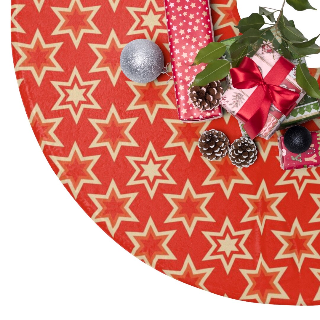 Red Christmas Tree Skirts Stars Folk Art. Holiday Trends 44 Etsy