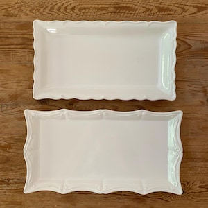 White Platters Vintage French Country Style Set of 2 Rectangular
