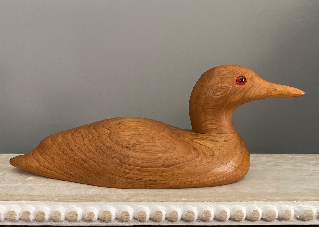 Duck Decoy Solid Wood Stained Artisan Crafted in USA 1986 Etsy
