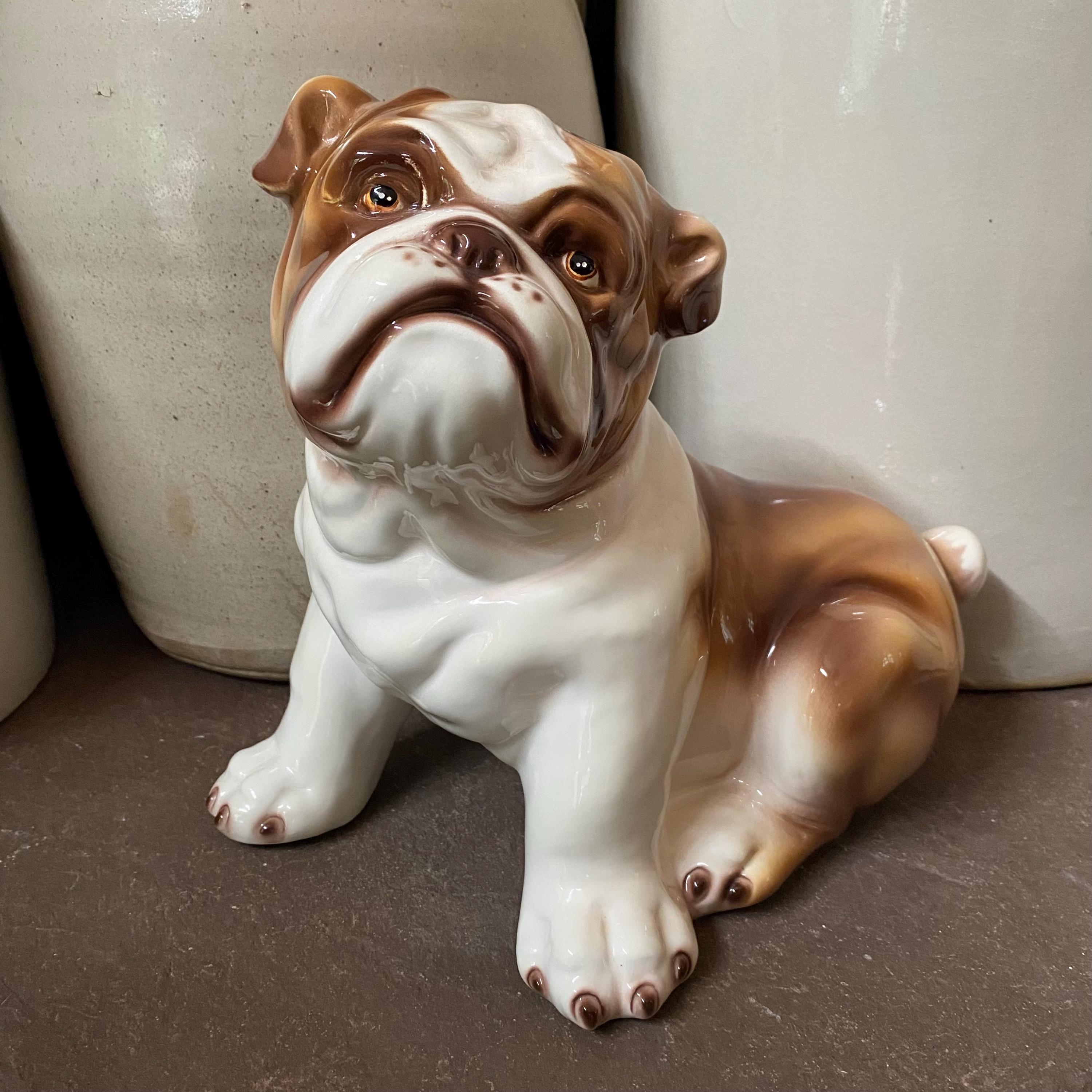 イタリア製　ブルドッグ　ビックサイズ　陶器　焼き物　置物 Bulldog Figurine Ceramic Italy - Etsy