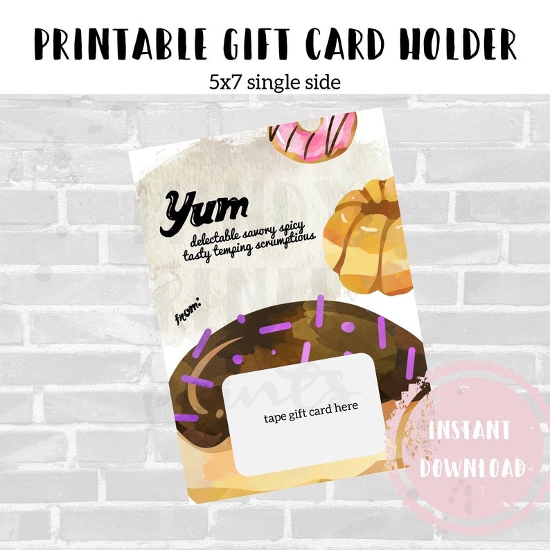 Printable Donut Gift Card Holder Instant Teen Gifts