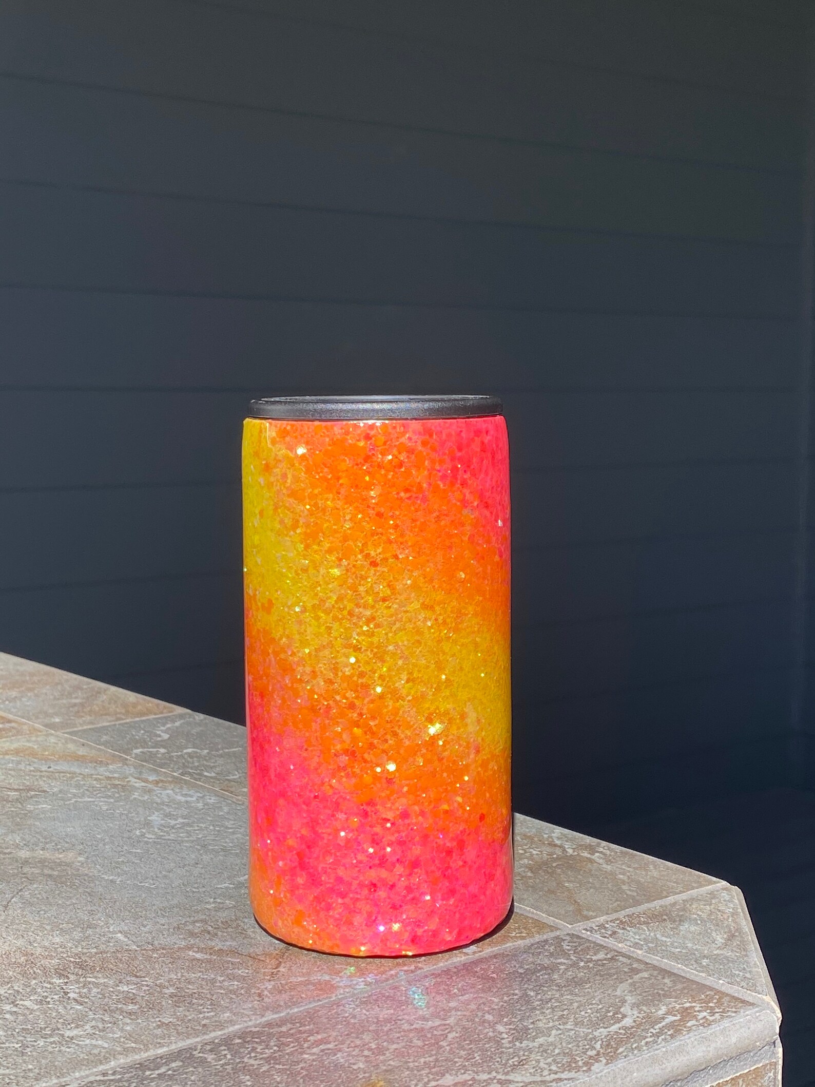 Neon Pink Orange & Yellow Swirl Ombre Glitter Tumbler Etsy