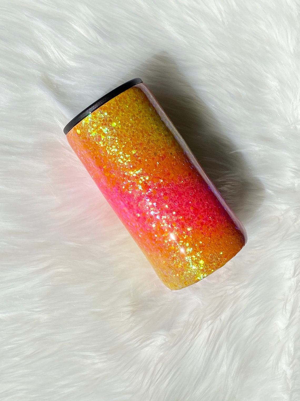 Neon Pink Orange & Yellow Swirl Ombre Glitter Tumbler Etsy