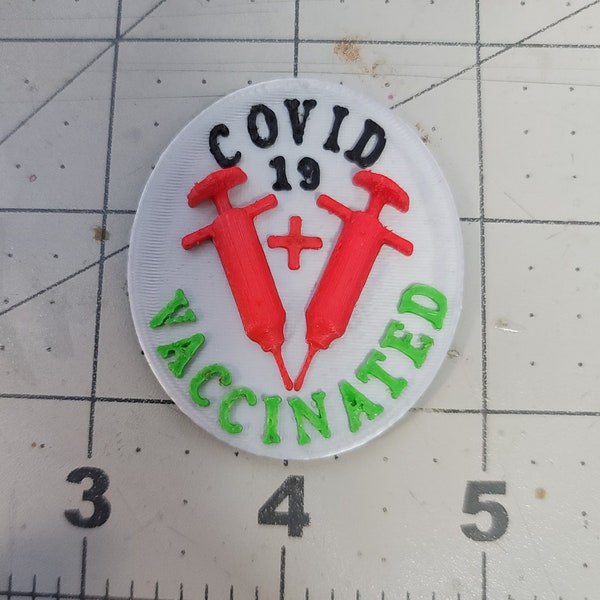 Covid 19 coronavirus vaccinated pin / magnet / vaccine / vaccination / proud / pride / show / wear / proof