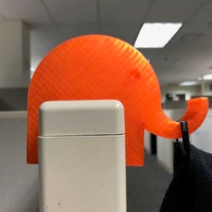 Elephant Cubicle Hook / cubicle hanger / coat hanger / office hook / gift / unique white elephant / purse hanger / 3D Printed